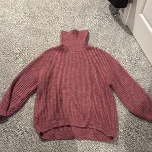 Old Navy Pink Cowl Turtleneck Sweater with Balloon Sleeves